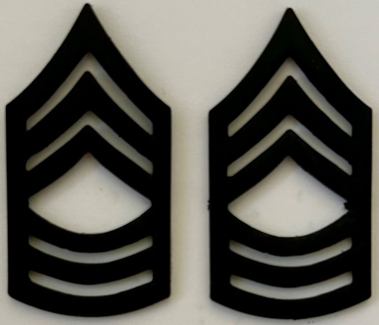 MASTER SERGEANT 1.5" TALL BLACK COLLAR PINS - SOLD in PAIRS.